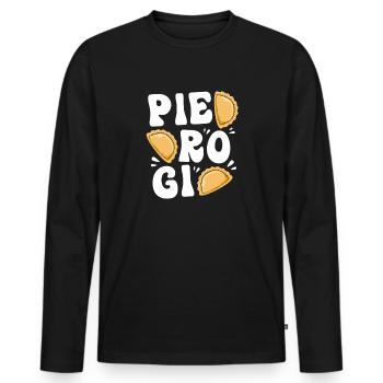 Pologne Polonais Pierogi - T-shirt manches longues Premium bio Homme - noir - Devant - Nico (187cm)