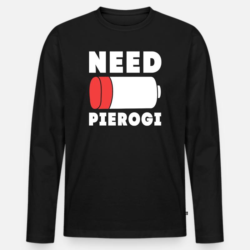 Polen Polnisch Pierogi - Männer Premium Bio Langarmshirt - Schwarz
