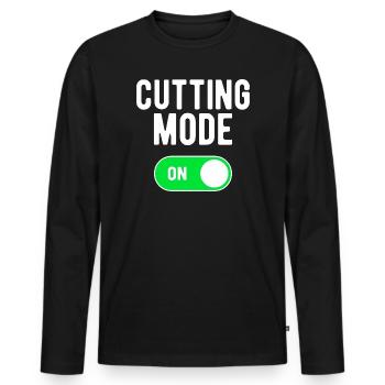 Cutting Mode On GYM Palestra Cut Fitness - Men's Premium Organic Long Sleeve Shirt - black - Front - Nico (187cm)