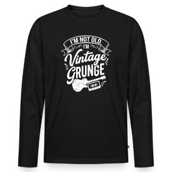 Chemise vintage de musique grunge avec guitare - T-shirt manches longues Premium bio Homme - noir - Devant - Nico (187cm)