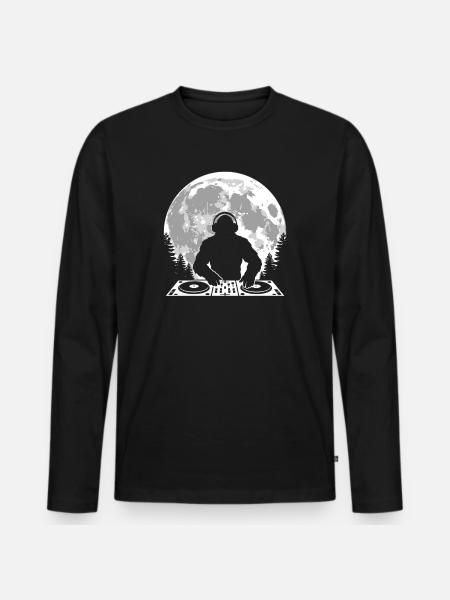 Bigfoot DJ Moon - Men's Premium Organic Long Sleeve Shirt - black