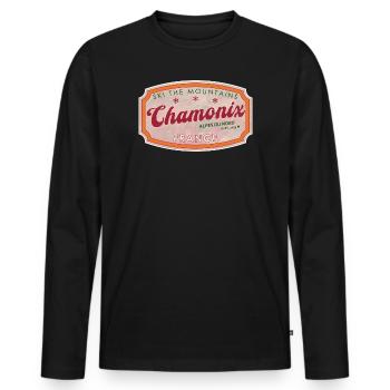 Chamonix Mountain Ski Vintage Label - T-shirt manches longues Premium bio Homme - noir - Devant - Nico (187cm)