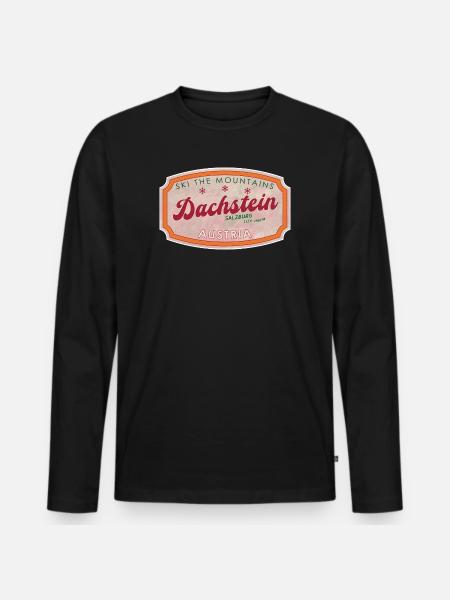 Dachstein Austria Alpine Badge Print - Men's Premium Organic Long Sleeve Shirt - black