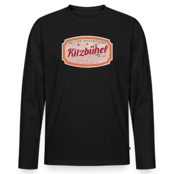 Alpine Vintage Label Kitzbühel Austria - T-shirt manches longues Premium bio Homme - noir - Devant - Nico (187cm)