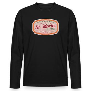 Label de ski de montagne St Moritz - T-shirt manches longues Premium bio Homme - noir - Devant - Nico (187cm)
