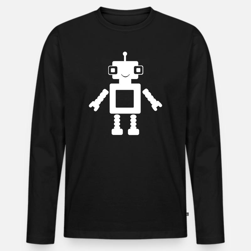 Kleiner Roboter - Männer Premium Bio Langarmshirt - Schwarz