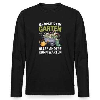 I'm in the garden now, everything else can wait - Men's Premium Organic Long Sleeve Shirt - black - Front - Nico (187cm)