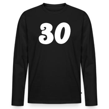 30. 30 ANS. 30e ANNIVERSAIRE. ANNIVERSAIRE 30 ANS. - T-shirt manches longues Premium bio Homme - noir - Devant - Nico (187cm)