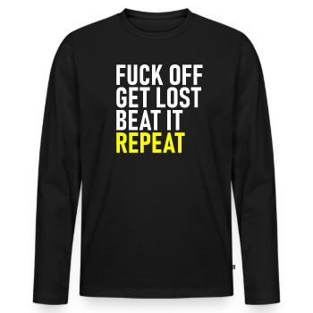 Va te faire foutre, perds-toi, recommence - T-shirt manches longues Premium bio Homme - noir - Devant - Nico (187cm)