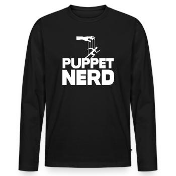 Marionnette nerd marionnette - T-shirt manches longues Premium bio Homme - noir - Devant - Nico (187cm)