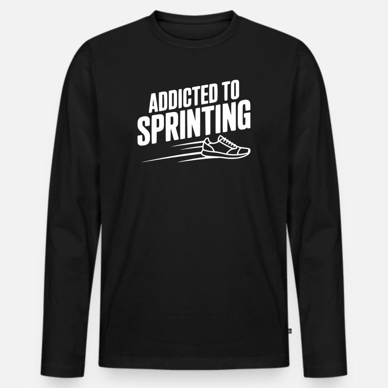 Sprintsüchtig - Männer Premium Bio Langarmshirt - Schwarz