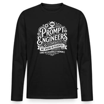 Prompt Engineers: Wir sprechen AI fließend - Männer Premium Bio Langarmshirt - Schwarz - Vorne - Nico (187cm)