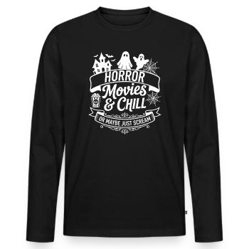 Films d’horreur & chill – Drôle d’Halloween - T-shirt manches longues Premium bio Homme - noir - Devant - Nico (187cm)