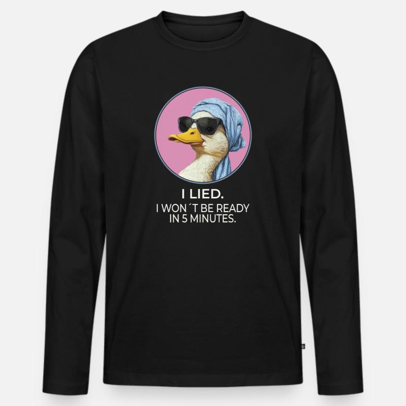 I Lied Duck – Lustiges Statement Design - Männer Premium Bio Langarmshirt - Schwarz