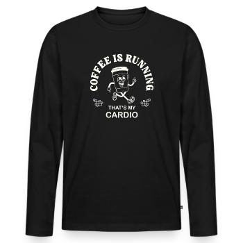 Coffee Is Running – Coffee Drinker Saying retro - Men's Premium Organic Long Sleeve Shirt - black - Front - Nico (187cm)