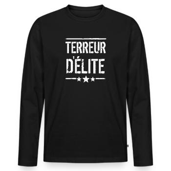 TERREUR D'ÉLITE ! - T-shirt manches longues Premium bio Homme - noir - Devant - Nico (187cm)
