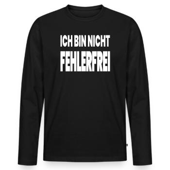 faultless - Men's Premium Organic Long Sleeve Shirt - black - Front - Nico (187cm)