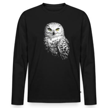 Snowy owl - Men's Premium Organic Long Sleeve Shirt - black - Front - Nico (187cm)