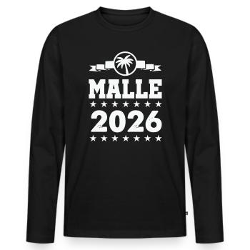 Mallorca 2026 Palmen  - Männer Premium Bio Langarmshirt - Schwarz - Vorne - Nico (187cm)