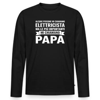 Electrician Father's Day Gift Idea - Men's Premium Organic Long Sleeve Shirt - black - Front - Nico (187cm)
