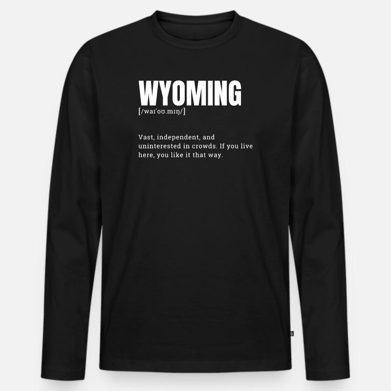 Wyoming Bold Terrain Typography - Männer Premium Bio Langarmshirt - Schwarz