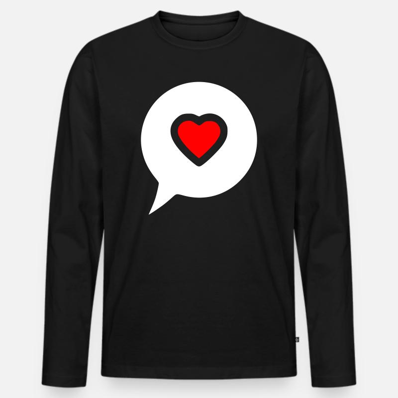 Herz Sprechblase Gefüllt - Männer Premium Bio Langarmshirt - Schwarz