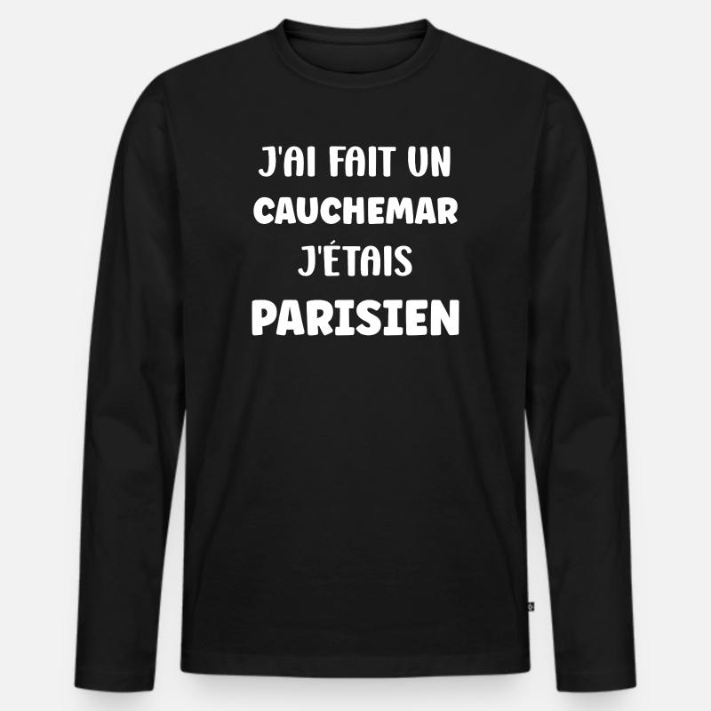 Pariser Albtraum - Männer Premium Bio Langarmshirt - Schwarz