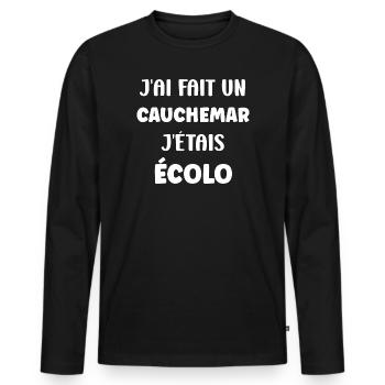 Ich hatte meinen ökologischen Albtraum - Männer Premium Bio Langarmshirt - Schwarz - Vorne - Nico (187cm)