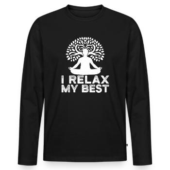 Pilates Enthusiasts I Relax My Best Pilates - Men's Premium Organic Long Sleeve Shirt - black - Front - Nico (187cm)