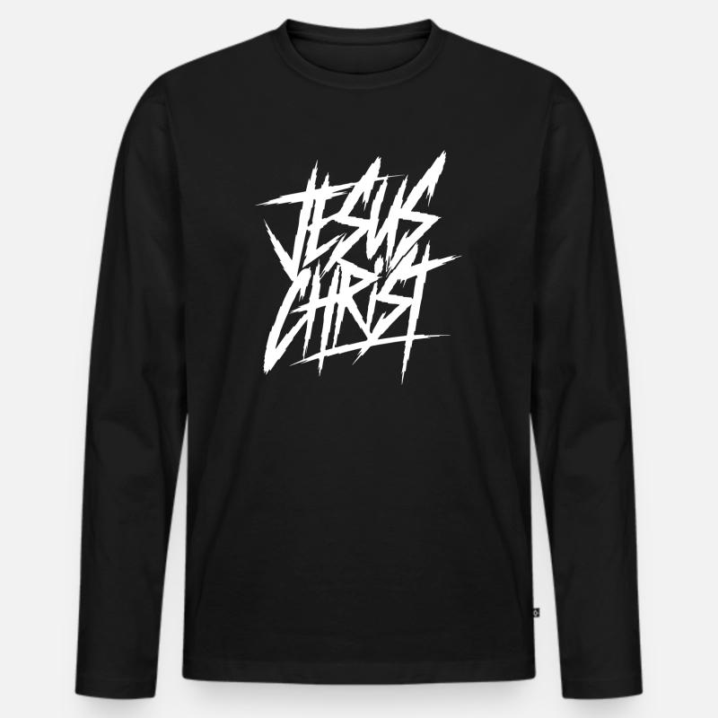 Graffiti Schriftzug Jesus Christ  - Männer Premium Bio Langarmshirt - Schwarz