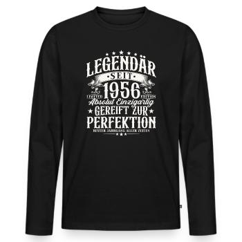 Legendary Since 1956 Vintage Birthday Gift - Men's Premium Organic Long Sleeve Shirt - black - Front - Nico (187cm)