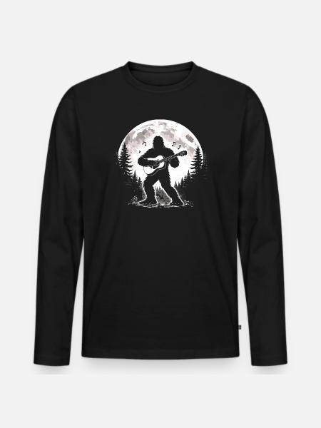 Bigfoot Gitarrist - Männer Premium Bio Langarmshirt - Schwarz