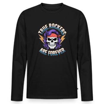 True Rockers Are Forever Skull Rock Music - Men's Premium Organic Long Sleeve Shirt - black - Front - Nico (187cm)
