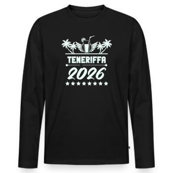 Teneriffa 2026 Palmen Cocktail Design - Männer Premium Bio Langarmshirt - Schwarz - Vorne - Nico (187cm)