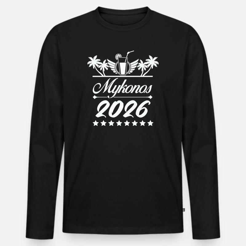 Mykonos 2026 Strand-Logo - Männer Premium Bio Langarmshirt - Schwarz