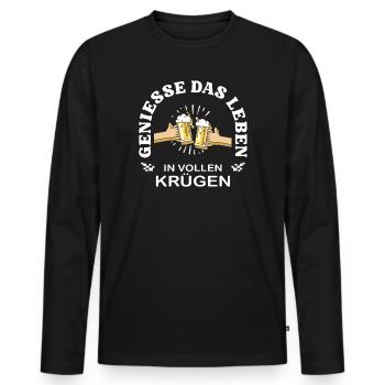 Profite de la vie pleine – dire la bière - T-shirt manches longues Premium bio Homme - noir - Devant - Nico (187cm)