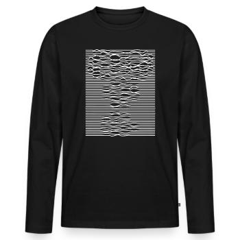 Wellenstreifen optische Täuschung - Männer Premium Bio Langarmshirt - Schwarz - Vorne - Nico (187cm)