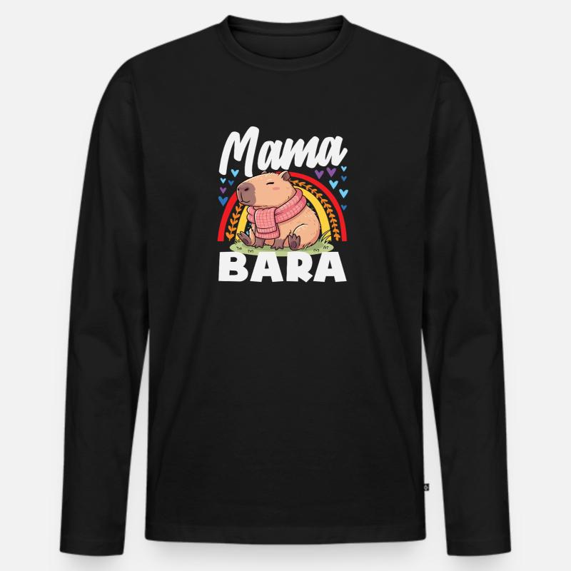 Boho Regenbogen Mama Bara Capybaras Niedlich - Männer Premium Bio Langarmshirt - Schwarz