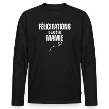 Congratulations, you're going to be a granny - Men's Premium Organic Long Sleeve Shirt - black - Front - Nico (187cm)