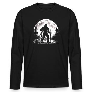 Bigfoot Fishing - Men's Premium Organic Long Sleeve Shirt - black - Front - Nico (187cm)