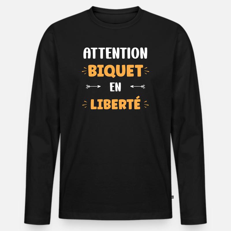 Attention Biquet en Liberté - Männer Premium Bio Langarmshirt - Schwarz