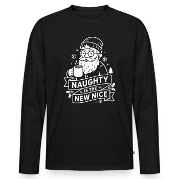 Naughty Is the New Nice Weihnachts Humor - Männer Premium Bio Langarmshirt - Schwarz - Vorne - Nico (187cm)