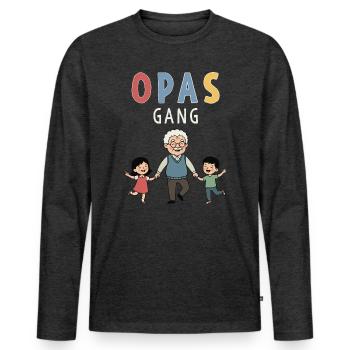 Opas Gang – Bester Opa mit Enkelkindern Design - Männer Premium Bio Langarmshirt - Anthrazit meliert - Vorne - Nico (187cm)