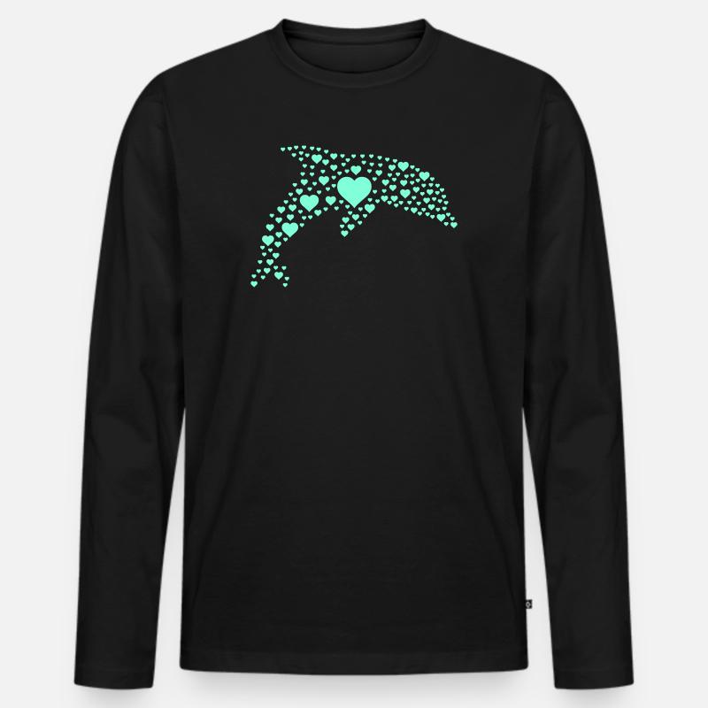 Delfin Herzmuster - Männer Premium Bio Langarmshirt - Schwarz