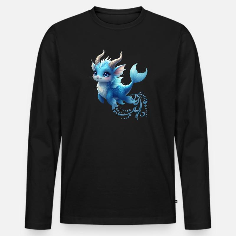 Blauer Drache Mystic Aquarell - Männer Premium Bio Langarmshirt - Schwarz
