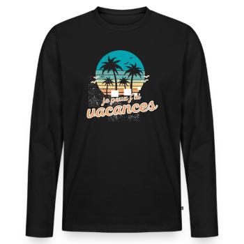 Vacances Tropicales Crépuscule - T-shirt manches longues Premium bio Homme - noir - Devant - Nico (187cm)