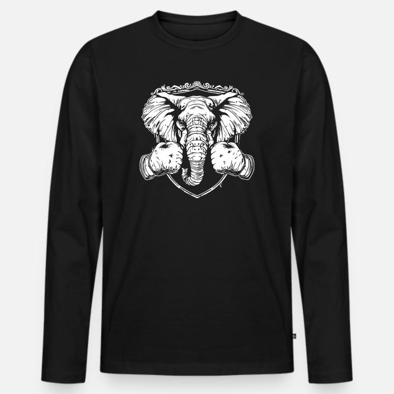 Elefant Boxen MMA - Männer Premium Bio Langarmshirt - Schwarz