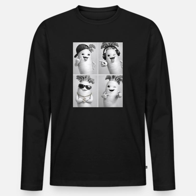 Daikon Radish - Männer Premium Bio Langarmshirt - Schwarz