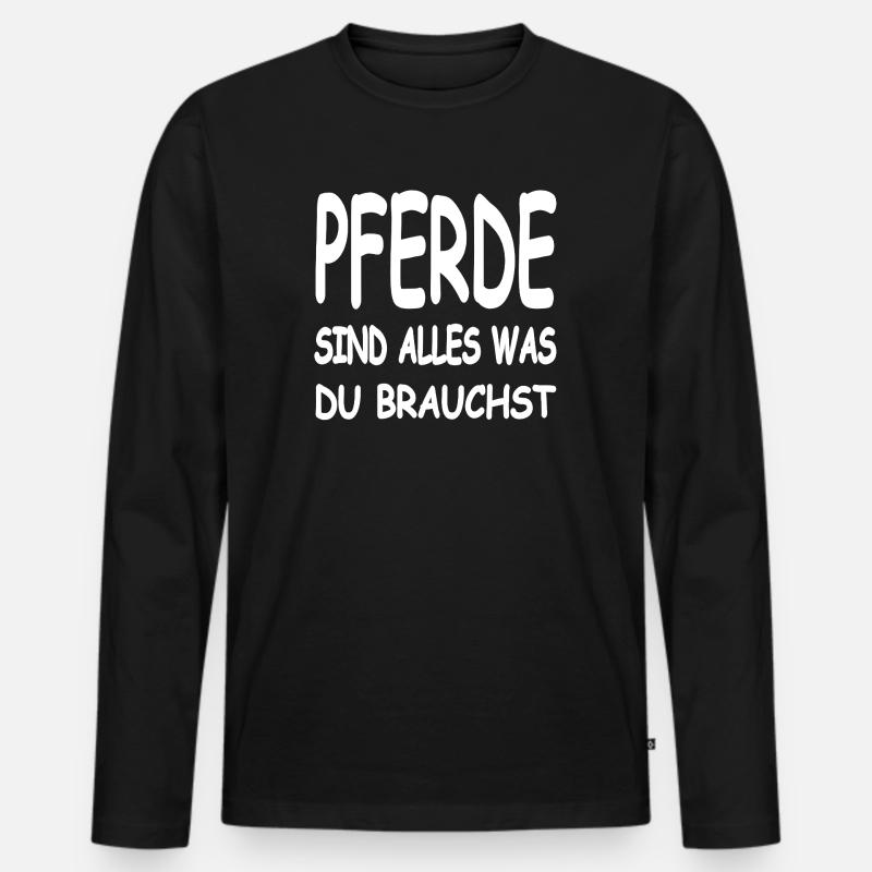Pferde - Männer Premium Bio Langarmshirt - Schwarz
