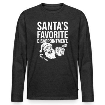 La déception préférée du Père Noël - T-shirt manches longues Premium bio Homme - anthracite chiné - Devant - Nico (187cm)